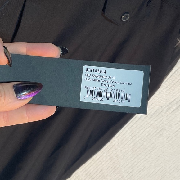 Disturbia Black Plaid Accent Trousers - Picture 3 of 6